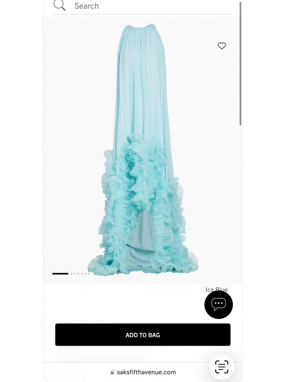 Badgley Mischka Ice Blue Ruffle Hi-Low Gown Size 14 NWT Saks $990